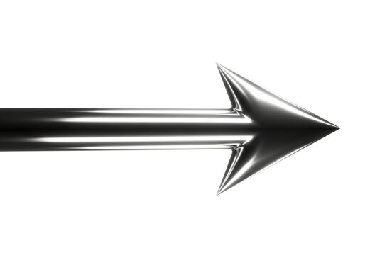 Shiny metallic arrow pointing to the right isolated on white background