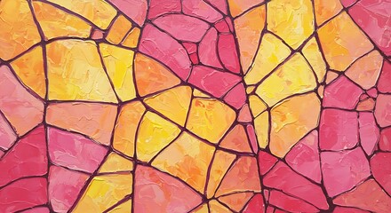 A painting of a red and yellow background