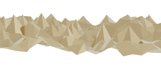 Abstract low poly landscape image featuring a beige mountain range. Ideal for backgrounds, textures, and design projects.