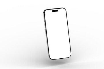 High-quality photo of a modern smartphone with a blank screen, perfect for app presentations or website mockups.  Clean and minimalist design.