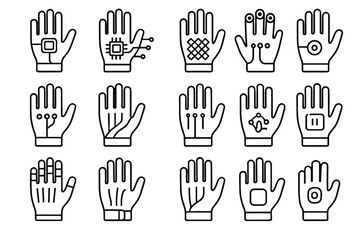 Fototapeta premium Microchip indicator vector nodes icon lines wearable control interface nano augmented glove