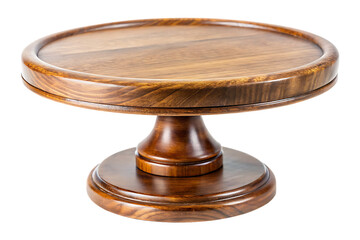 Rustic brown wooden cake stand display isolated on a transparent background dessert display