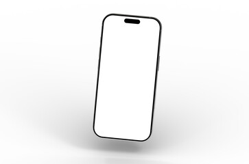 High-quality image of a modern smartphone with a blank screen, perfect for app presentations or website designs. Clean, minimalist style.