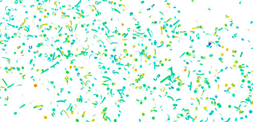 Festive confetti background with teal, green, and yellow elements. Perfect for celebrations, parties, and events.