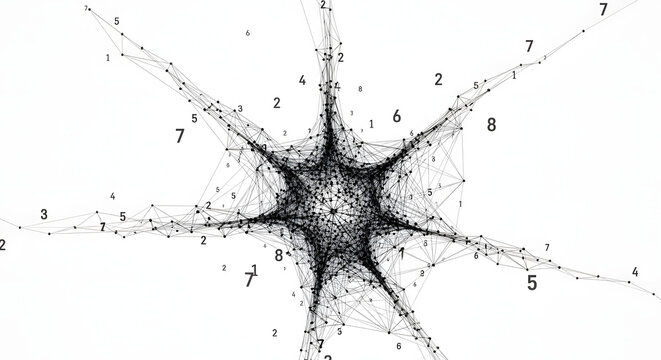 Connected Numbers Abstract Design on White Background