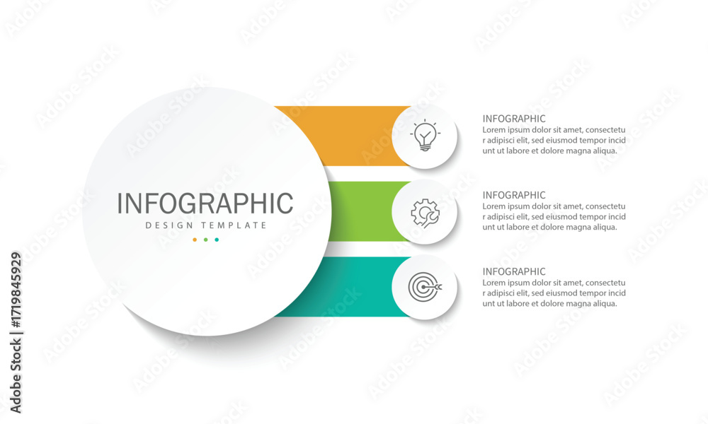 Wall mural vector infographic label design with circle infographic template design and 3 options or steps.