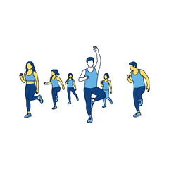 Line Art People in Exercise Class Vector
