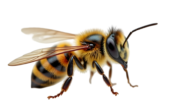 Honey Bee Insect Macro Photography Isolated White