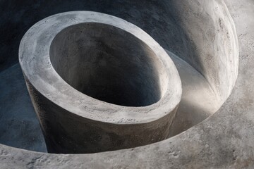 Fototapeta premium Closeup of a concrete sculpture, showcasing its texture and form, with soft light enhancing its minimalist aesthetic