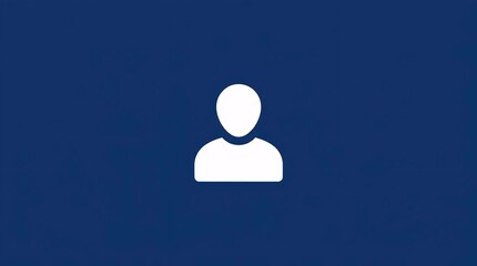 minimal user profile avatar icon in flat white silhouette on deep blue background