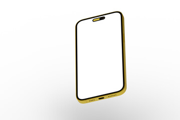 High-quality image of a gold smartphone with a blank screen, perfect for app presentations or website mockups.  Download now!