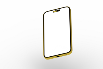High-quality image of a gold smartphone with a blank screen, perfect for app presentations or website mockups.  Download now!