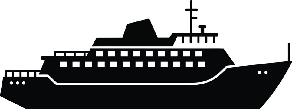 Scalable vector silhouette of a modern passenger ship for eps format