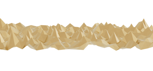 3D render of a beige geometric mountain range, ideal for backgrounds and textures.  Modern and minimalist design.