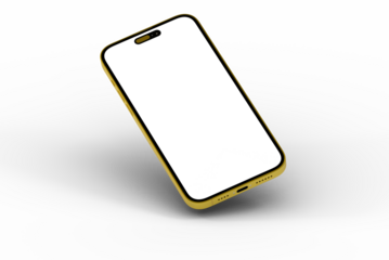 High-quality photo of a yellow smartphone with a blank screen, perfect for app presentations or website mockups.