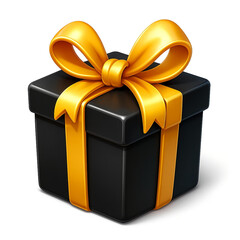 Luxury Black Present with Golden Bow Celebration Concept
