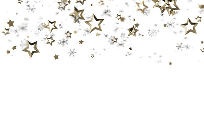 Elegant holiday background with gold stars and snowflakes. Perfect for cards, banners, and winter designs.