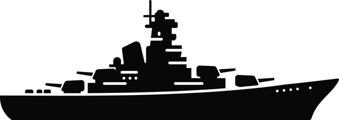 Silhouette warship vector illustration scalable eps icon for military and naval themes © @ahmedmaynul