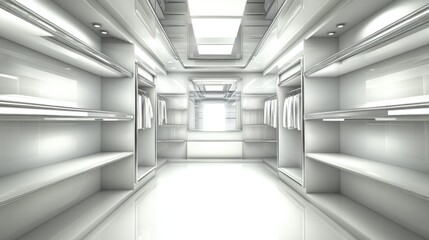Modern, bright clothing store interior