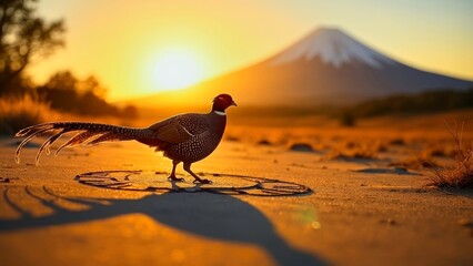Outdoor bird and mountain scenes