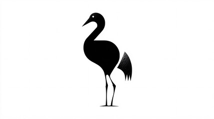 Obraz premium Minimal Standing Swan Logo Silhouette with Abstract Tail