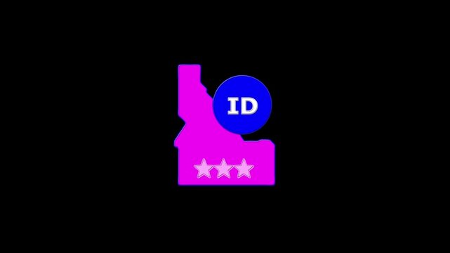 Idaho USA States map circle in text ID emblem. 3 star lopping this video.