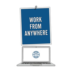 Work From Anywhere Computer and Sign