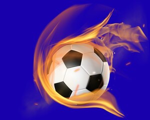 Fototapeta premium flying fire fly overlay, Soccer Ball Cutout, Flame Burst Version 12 - 1