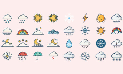 Wetter Icons – Sonne, Regen, Wolken & Klima Symbole für Vorhersagen