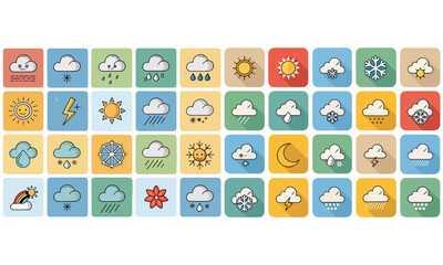 Wetter Icons – Sonne, Regen, Wolken & Klima Symbole für Vorhersagen