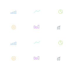 Chart and data visualization multipack illustration set, 12 modern flat vector styles include bar charts, line graphs, pie and donut charts, comparison layouts, mixed infographic charts, presentation