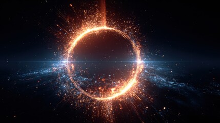 Obraz premium fiery ring cosmic sparks glowing