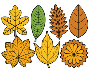 Obraz premium Colorful Vector Illustration of Various Fall Autumn Leaves for Graphic Design Projects