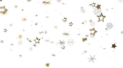 Festive winter background with glittering stars and snowflakes. Perfect for holidays.