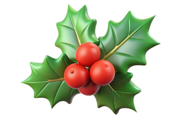 3d holly leaves and berries