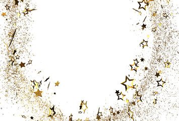 Sparkling gold stars and glitter create a festive frame, perfect for celebrations, holidays, and elegant designs. Ideal for invitations, cards, and more.
