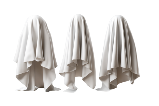 Classic ghost figures with flowing white sheets