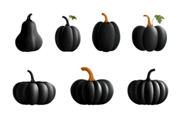 Black pumpkins collection for Halloween decor