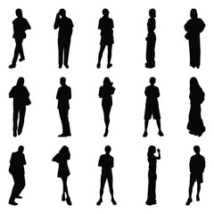 Vector collection set of individual people silhouettes.