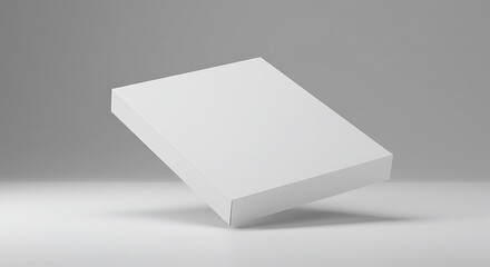 Mockup a blank white book is floating in the air against a gray background for commercial usage