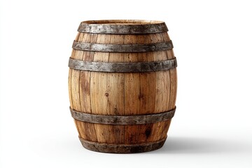 Obraz premium Wooden Barrel Vintage Rustic Horizontal Metal Bands in Neutral Colors