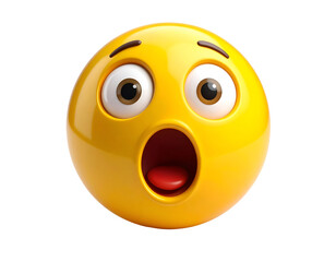 Fototapeta premium A vibrant yellow emoji with wide eyes and an open mouth, expressing surprise and astonishment in a playful manner.