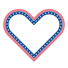 Heart Shape with Stars and Stripes. American Flag Border with Stars and Stripes.