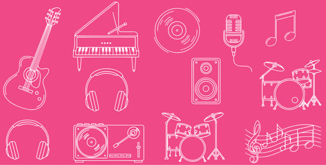 Vibrant musical instruments arranged in modern style, perfect for music lovers and creative projects