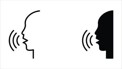 Speaking icon set. Talk person sign or symbol , editable icons, can be used in logo, UI and web design, Flat illustration of vector icon on white background.