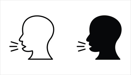 Speaking icon set. Talk person sign or symbol , editable icons, can be used in logo, UI and web design, Flat illustration of vector icon on white background.