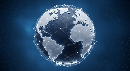 Global network connection visualized on Earth with digital data links, illustrating connectivity