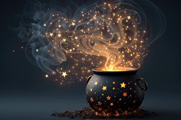 burning candle on black background, poison pot - Powered by Adobe