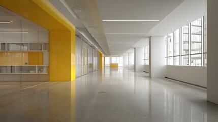 Obraz premium modern office hallway empty with minimal furniture