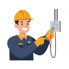 Electrician working on wiring with tools in a home setting  